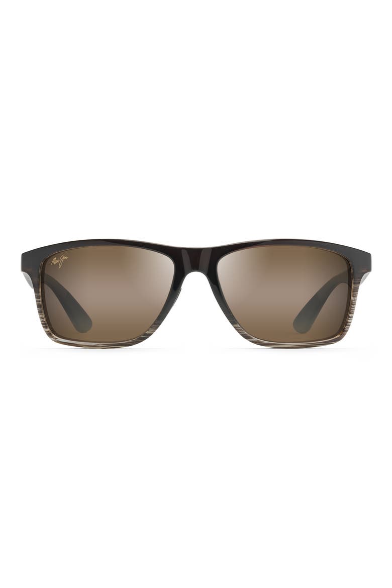 Onshore 58mm Polarized Rectangular Sunglasses, Main, color, CHOCOLATE FADE