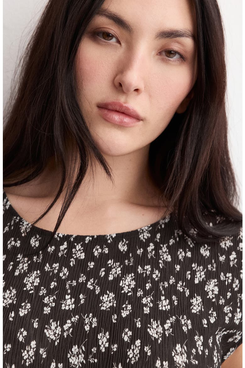 Floral Print Midi Dress, Alternate, color, BROWN