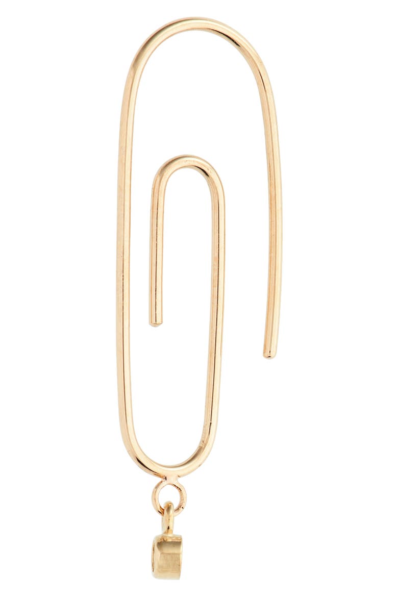 Small Diamond Paperclip Hoop Earrings, Alternate, color, DIAMOND/ YELLOW GOLD