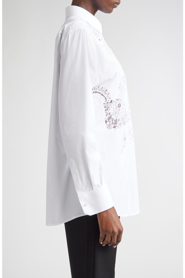 Cordonetto Lace Detail Poplin Button-Up Shirt, Alternate, color, W0800 BIANCO OTTICO