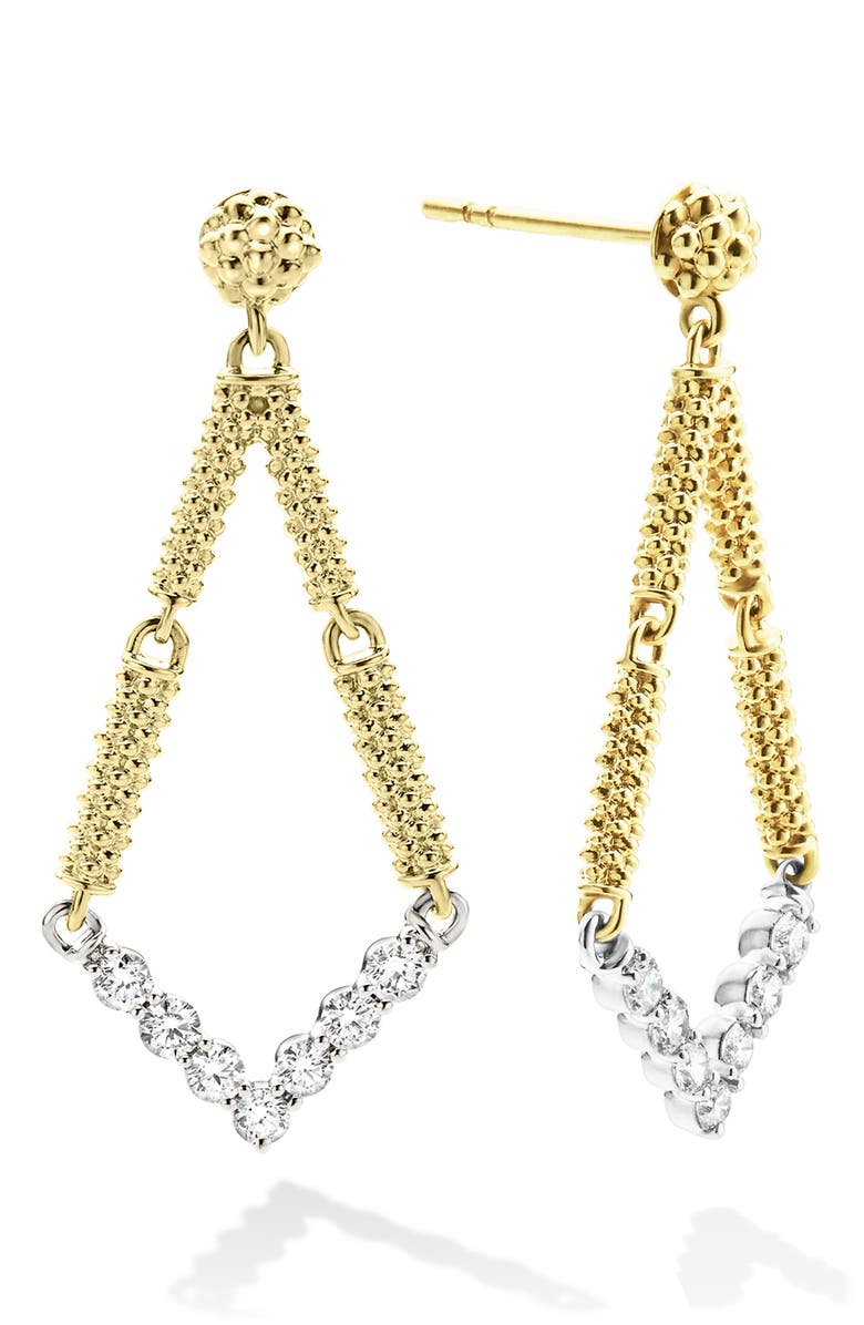 LAGOS Signature Caviar Diamond V Drop Earrings, Alternate, color, Gold Diamond