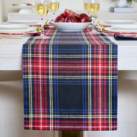 Linen Table Runner - Stewart Plaid