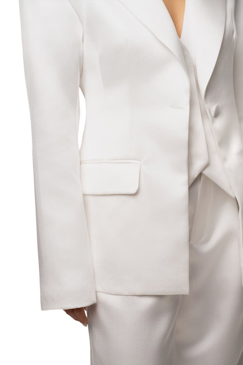 Victoria Satin Blazer, Alternate, color, White