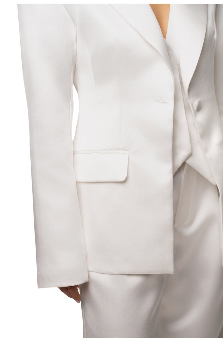 JLUXLABEL Victoria Satin Blazer, Alternate, color, White