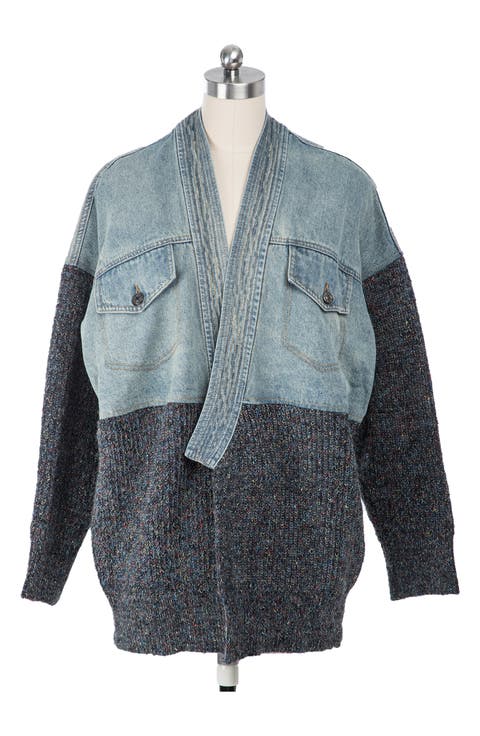 Denim Knit Topper Jacket