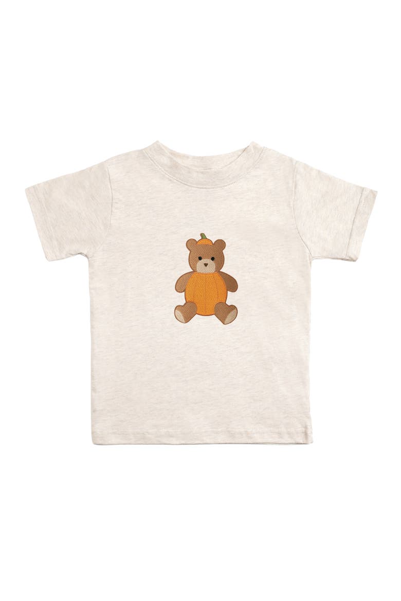 Pumpkin Teddy Bear Patch Short Sleeve T-Shirt, Main, color, Natural Heather