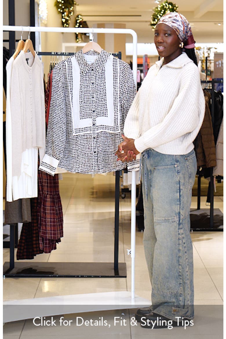 Harper Houndstooth Tuxedo Bib Button-Up Shirt video