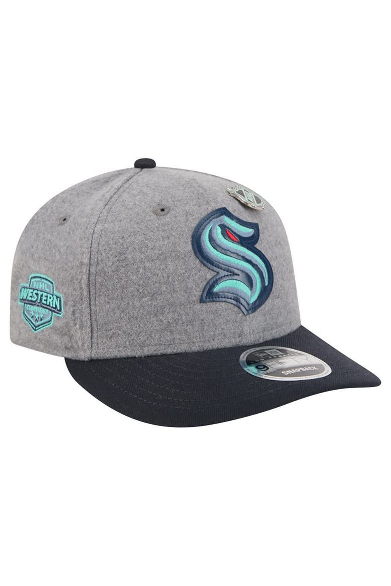 Men's New Era  Gray/Deep Sea Blue Seattle Kraken Wool Pin Low Profile 9FIFTY Snapback Hat, Main, color, Gray