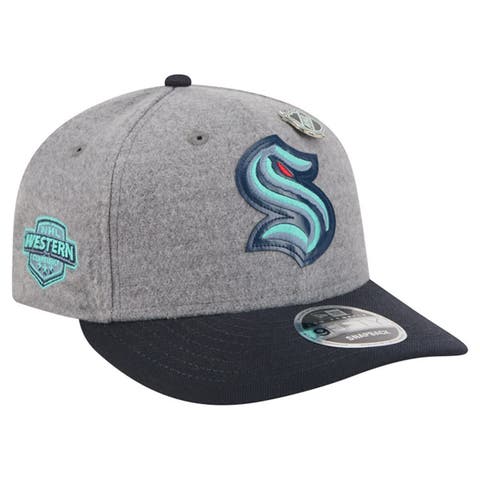 Men's New Era  Gray/Deep Sea Blue Seattle Kraken Wool Pin Low Profile 9FIFTY Snapback Hat