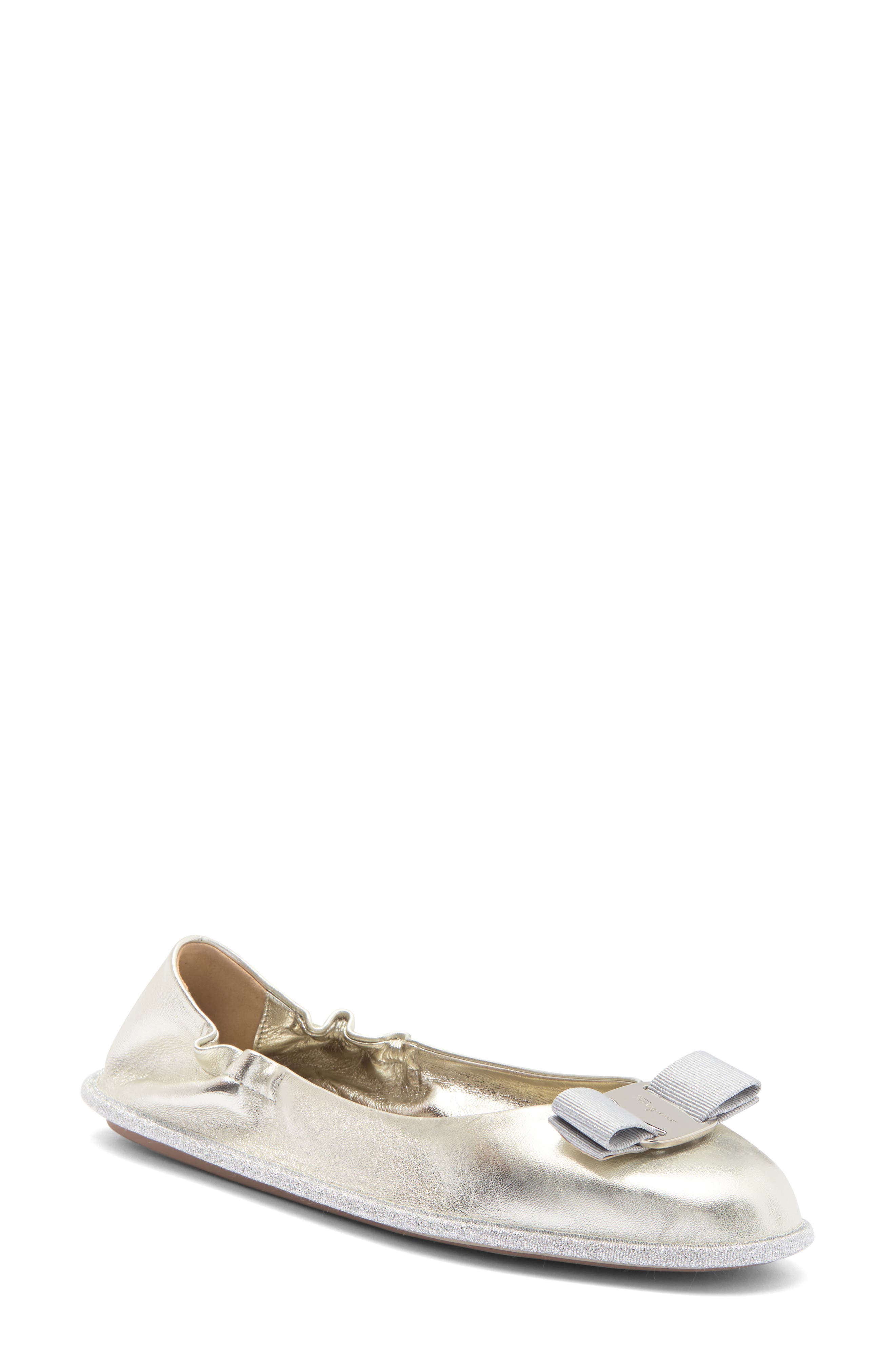 FERRAGAMO Varina Grosgrain Bow Flat, Main, color, 