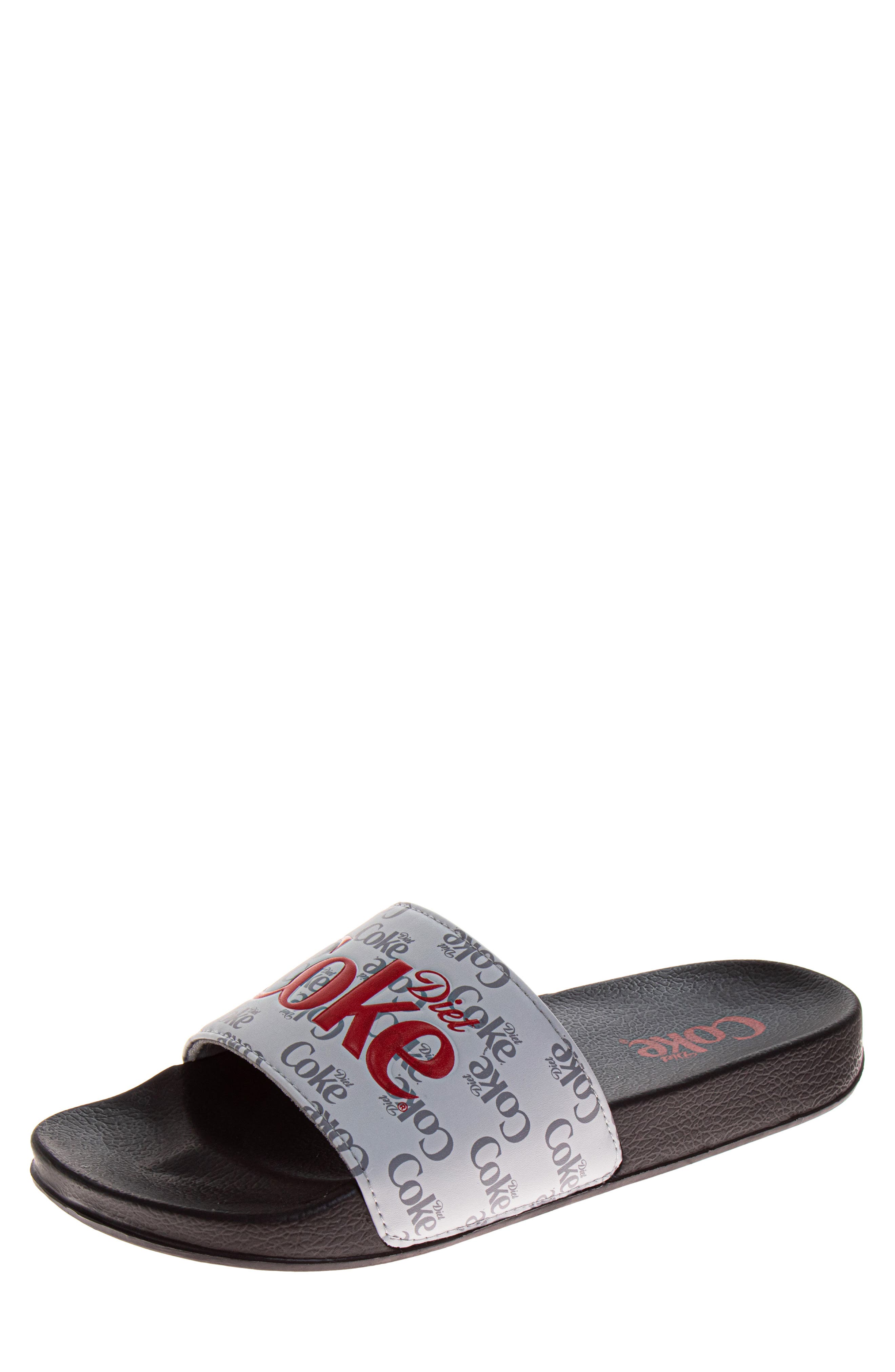 Diet Coke® Slide Sandal, Alternate, color, GREY BLACK