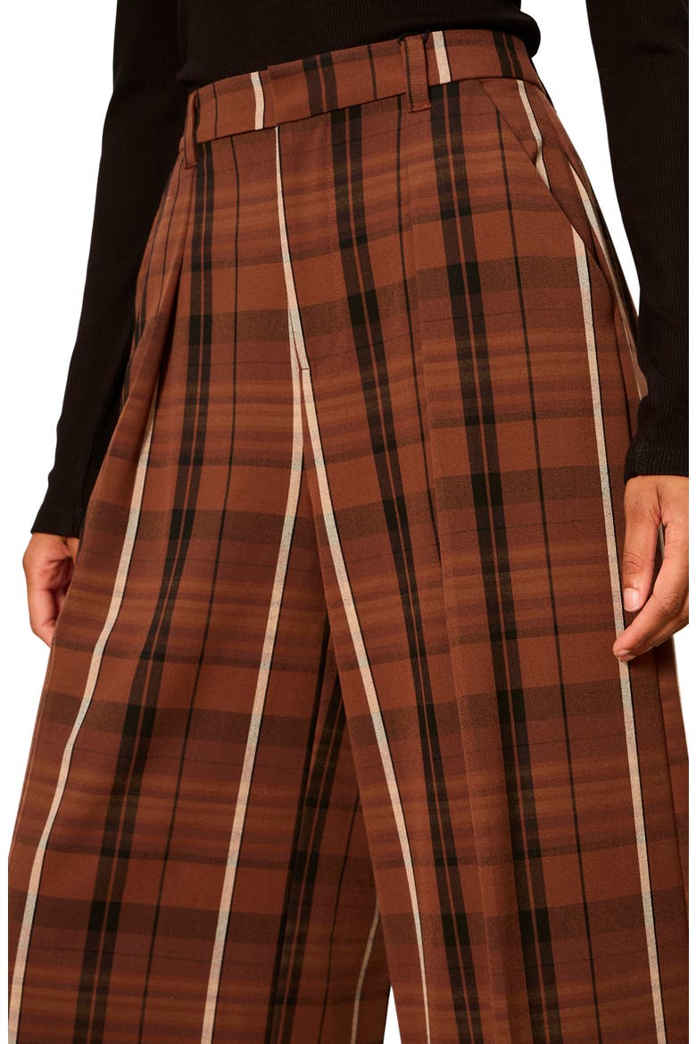 Terrace Plaid Crop Wide Leg Pants, Alternate, color, ELDER BROWN PLAID
