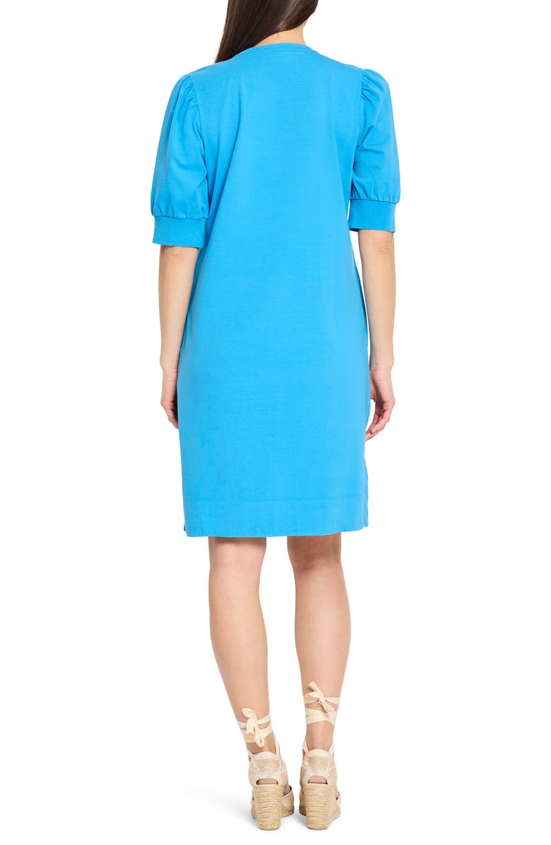 NZT by NIC+ZOE Henley Puff Sleeve Shift Dress, Alternate, color, Electric Blue