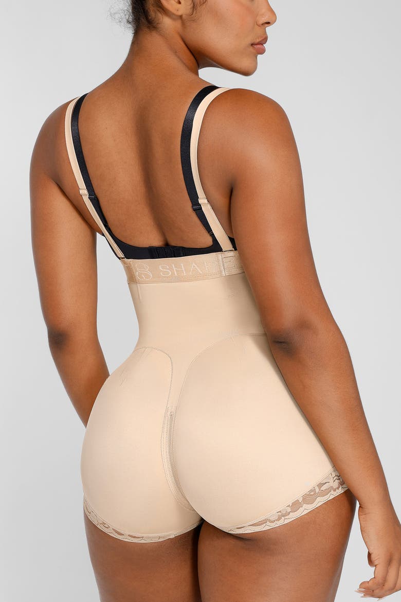 Butt-Lifting Open Bust Panty, Alternate, color, Sand