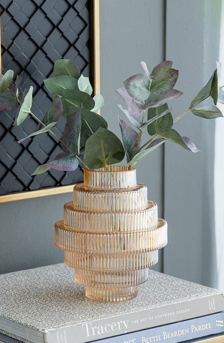 A & B Home Ribbed Geometric Vase, Alternate, color, Amber Luster