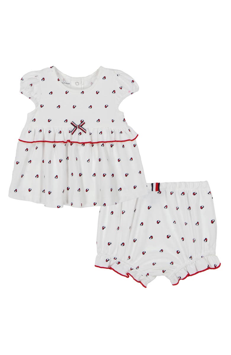 Tommy Hilfiger Logo Heart Babydoll T-Shirt & Shorts Set, Main, color,