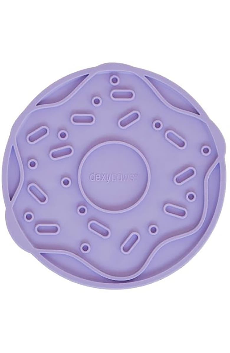 Dexypaws Enrichment Lick Mat Lilac Donut Delight Grooved Silicone, Main, color, Purple