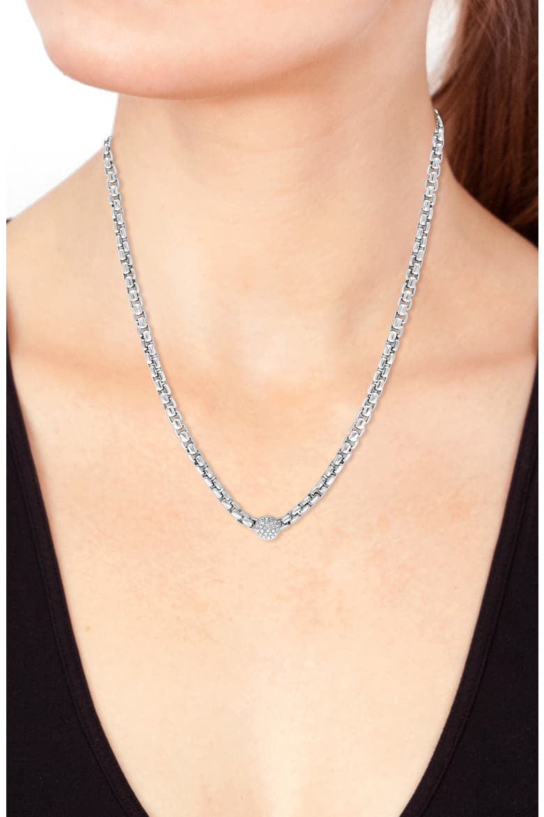 Sterling Silver Diamond Chain Link Necklace - 0.10ct, Alternate, color, SILVER