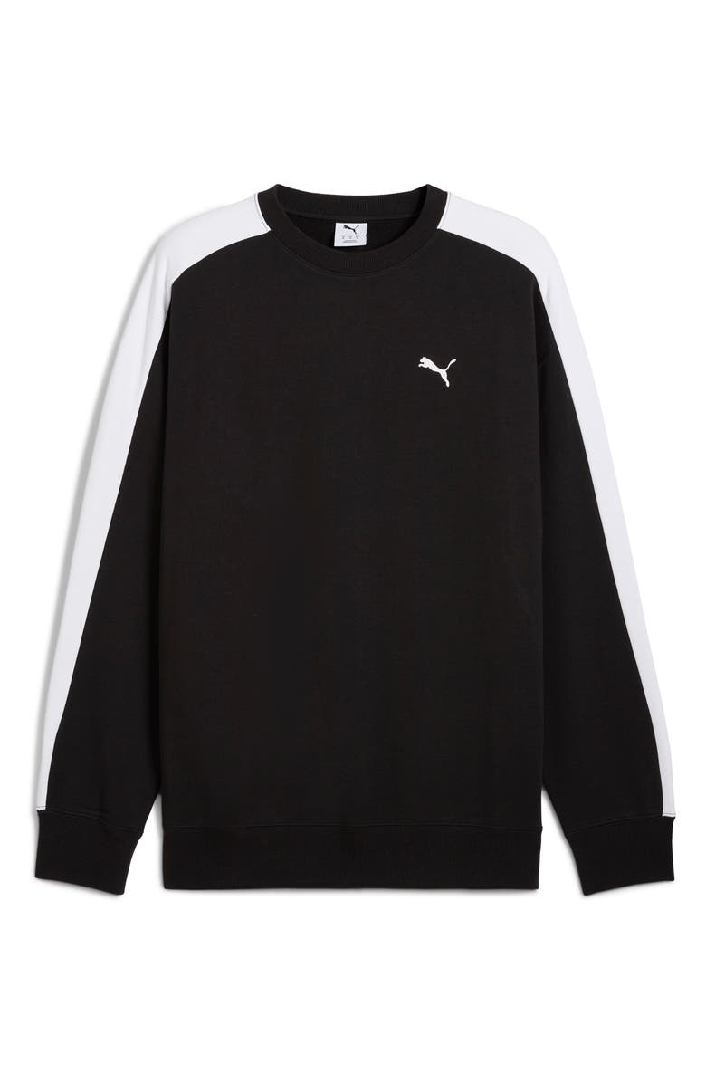 PUMA T7 Relaxed Crewneck Sweatshirt, Alternate, color, Puma Black