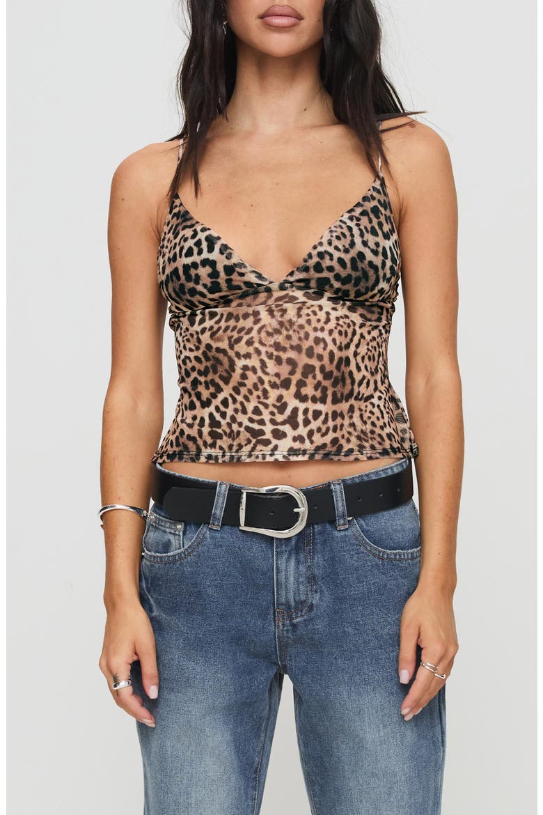 Fast Times Leopard Print Mesh Top, Main, color, LEOPARD