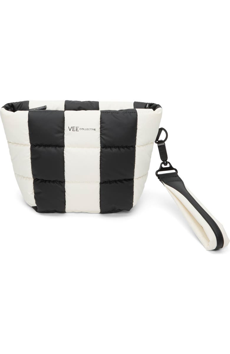 VeeCollective Porter Colorbock Recycled Nylon Clutch, Main, color, Black - Marshmallow Stripes