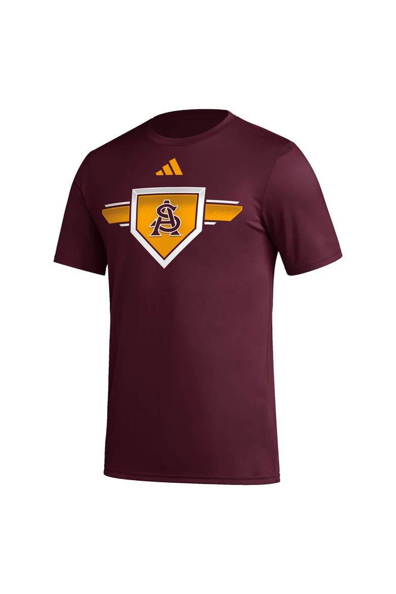 Men's adidas Maroon Arizona State Sun Devils 2023/24 AEROREADY Homeland Plate Pregame T-Shirt, Alternate, color, Maroon