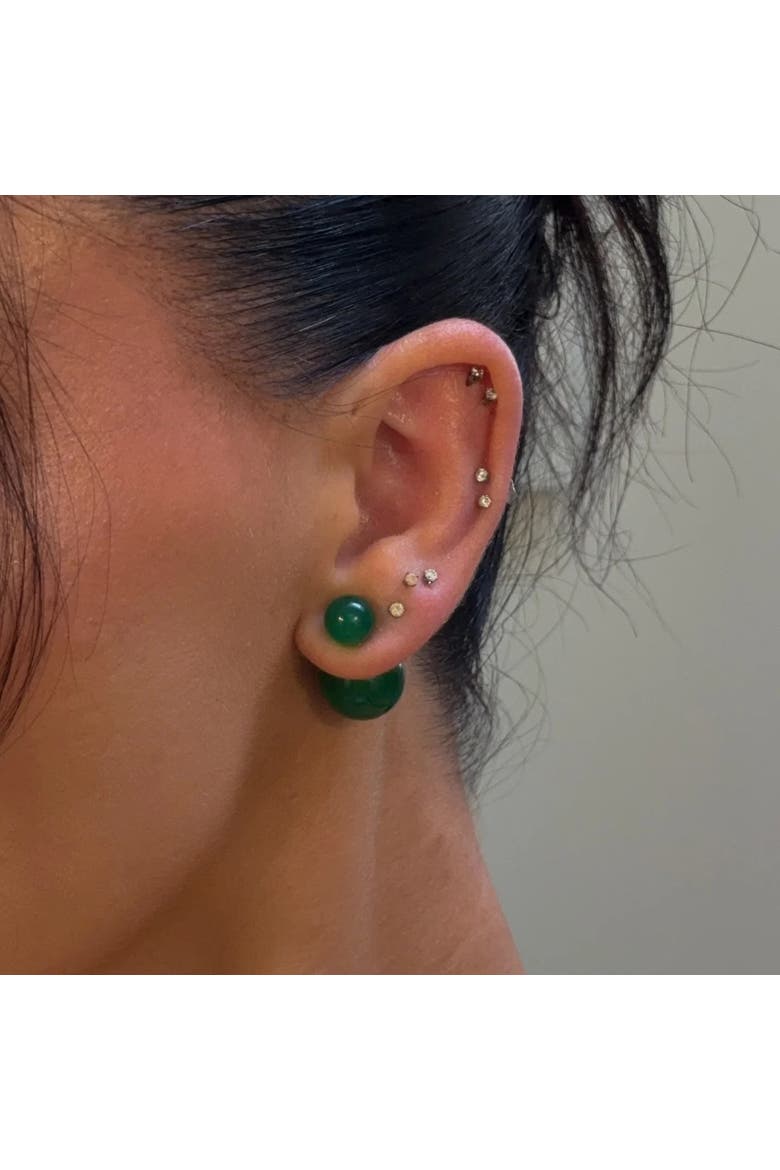 Orbit Duo Double ended jade stone stud earrings, Alternate, color, Bright green