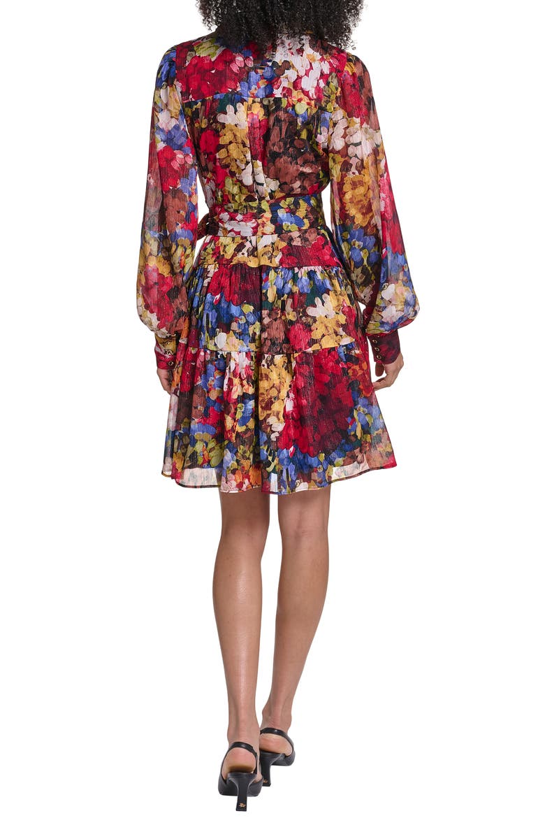 Print Metallic Long Sleeve Dress, Alternate, color, PORT VINE MULTI