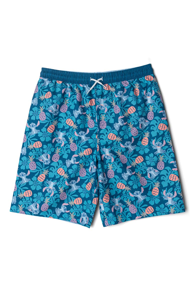 Lilo & Stitch Swimwear 2-Piece Rash Guard and Swim Trunks Set, Alternate, color, Stitch Navy Blue