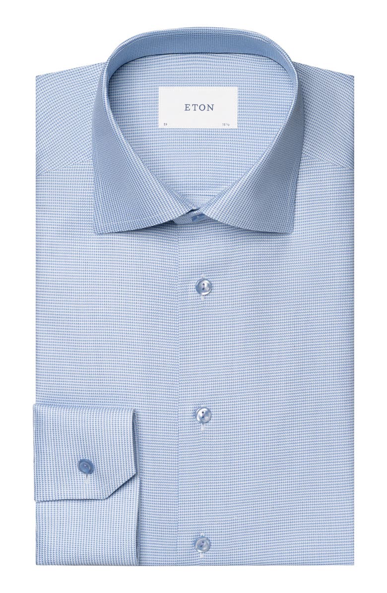 Eton Contemporary Fit Semisolid Cotton Dress Shirt, Main, color, Blue