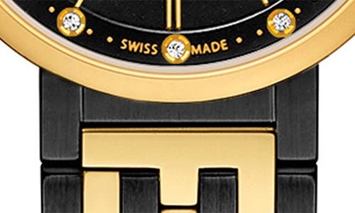 Fendi Two-tone Diamond-embellished Swiss Watch With Folding Clasp In Metallic