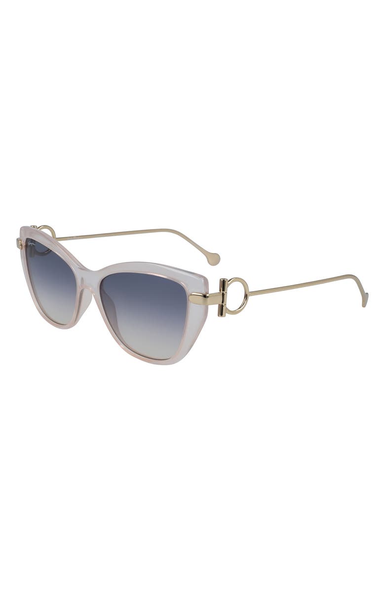 FERRAGAMO 55mm Cat Eye Sunglasses, Alternate, color, Nude