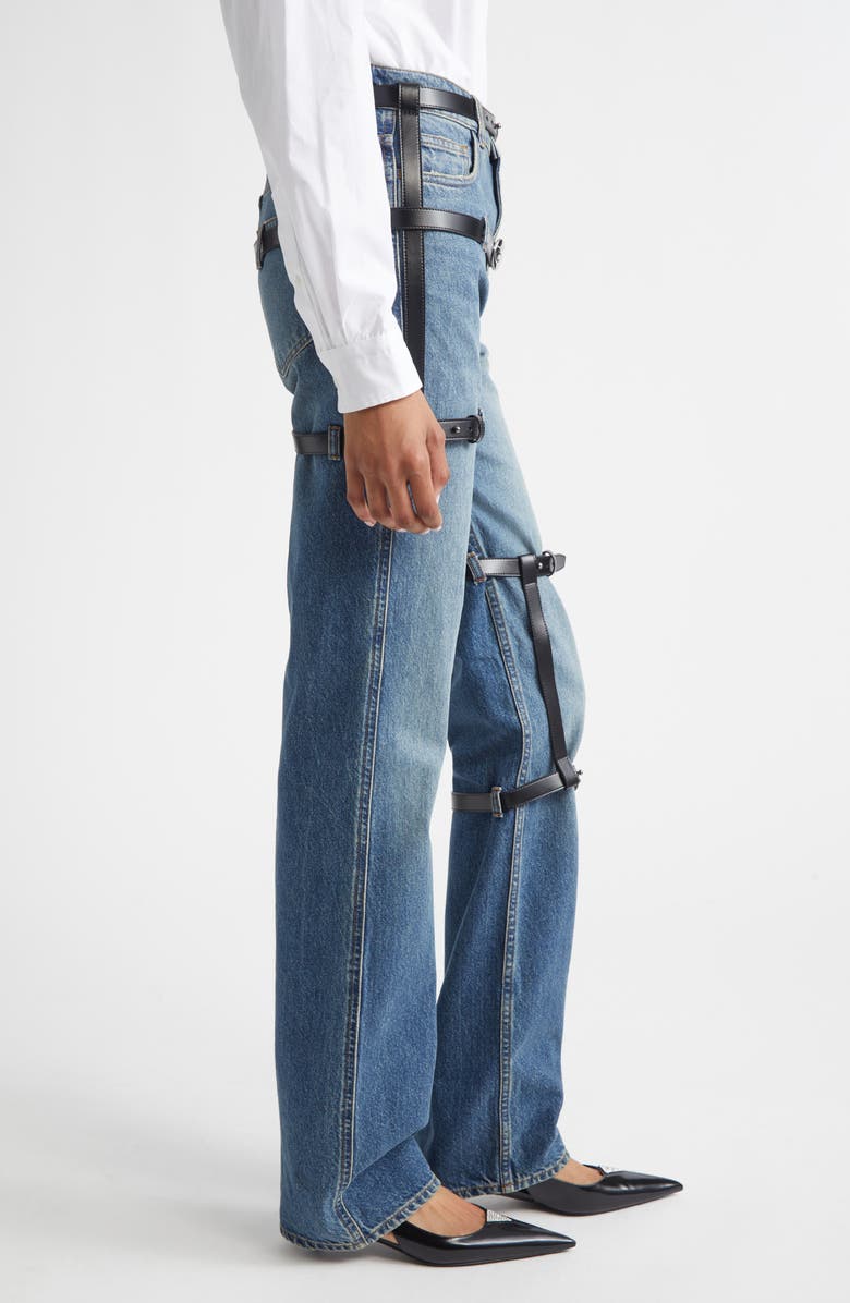Coperni Multibelt Straight Leg Jeans, Alternate, color, Blue Vintage Blu