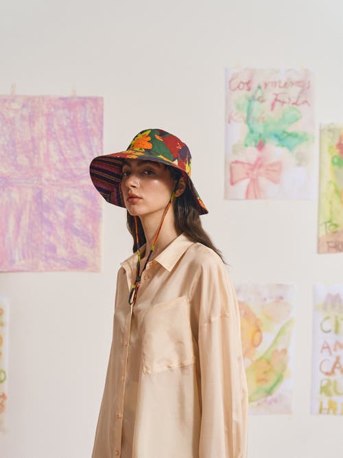 Lost Pattern Nyc Women's Frida X Lost Pattern "frida's Garden" Cotton Reversible Sun Hat - Green In Multi