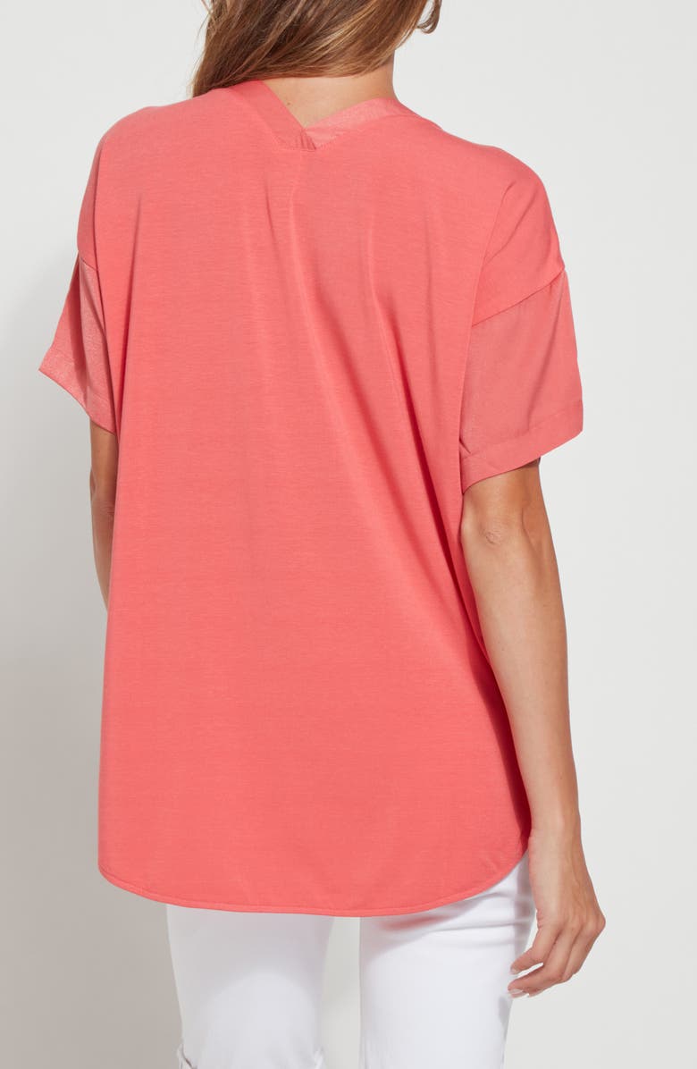 Lysse ́ Stevie V-Neck Satin Top, Alternate, color, Coral Touch