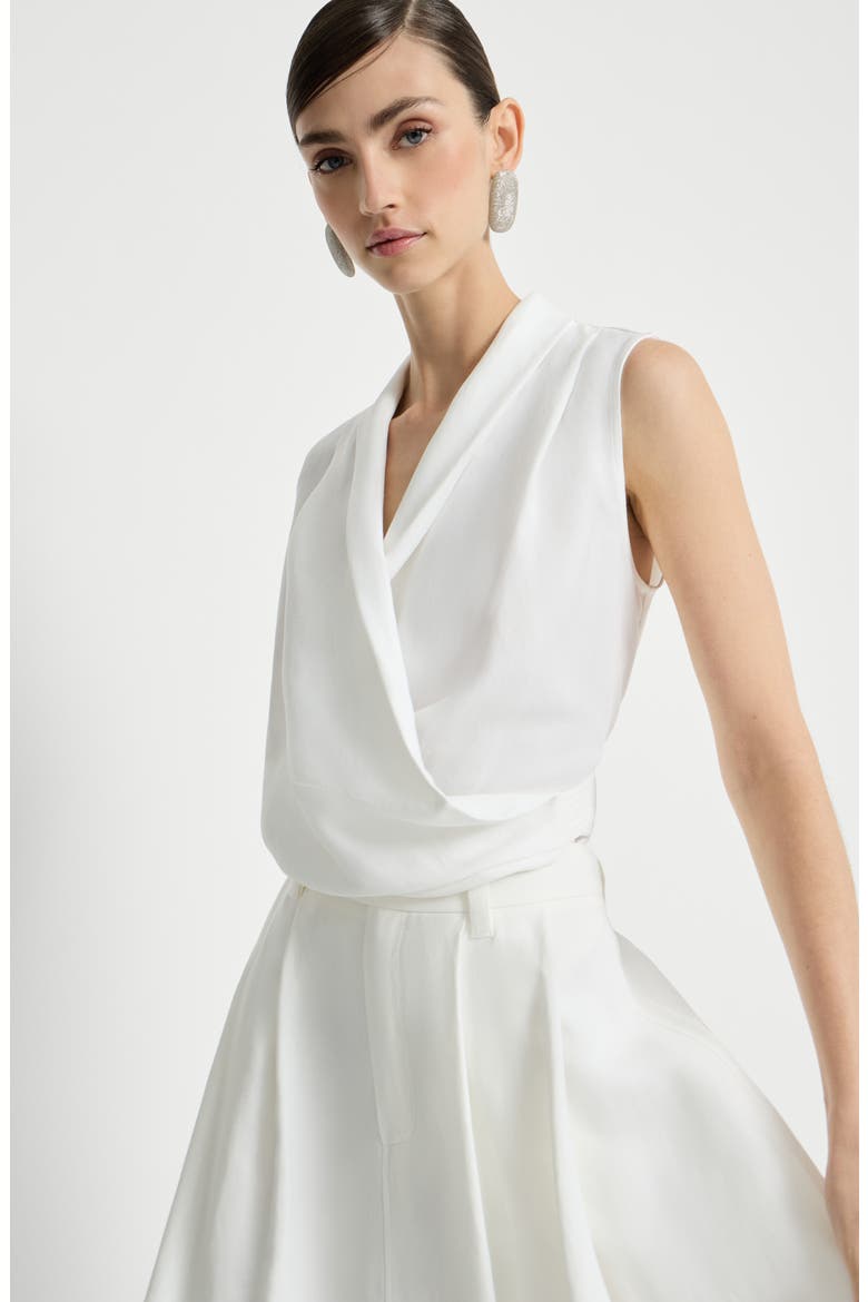 Fluid twill vest with monili, Alternate, color, White