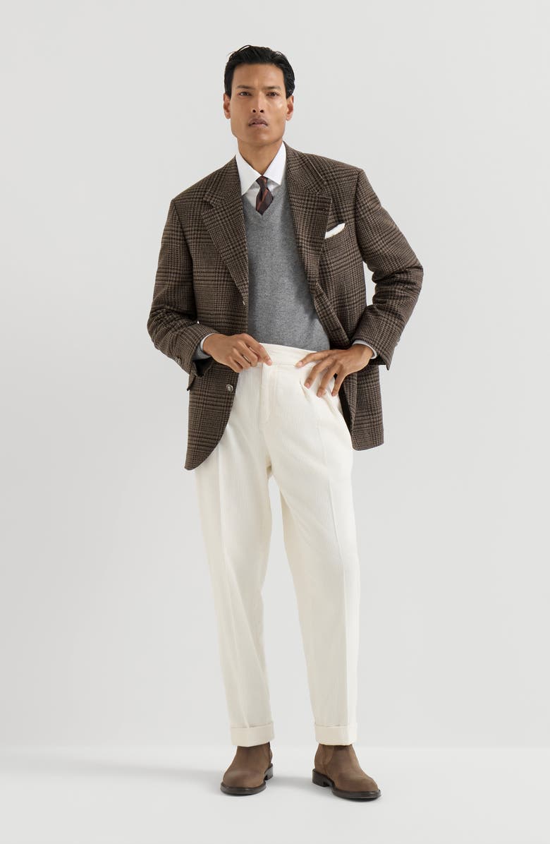 Brunello Cucinelli Cashmere Prince of Wales Tailor blazer, Alternate, color, Chestnut