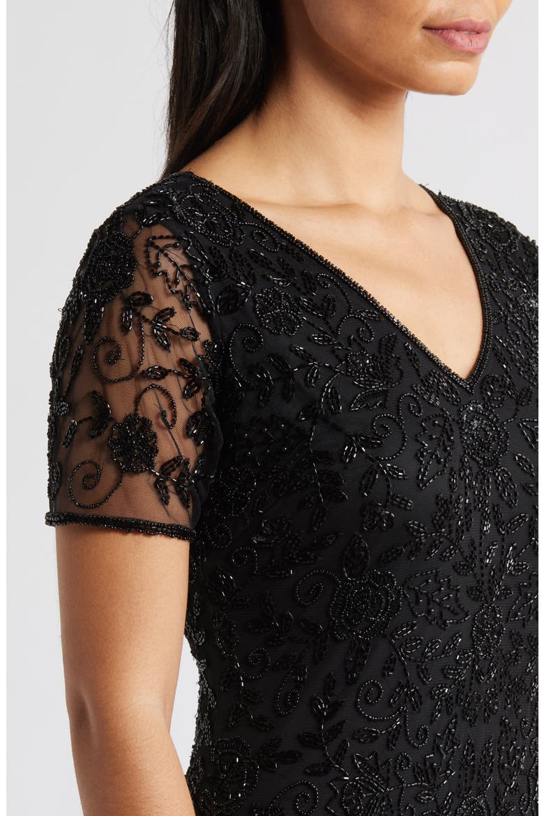 Beaded Chiffon Gown, Alternate, color, BLACK 001