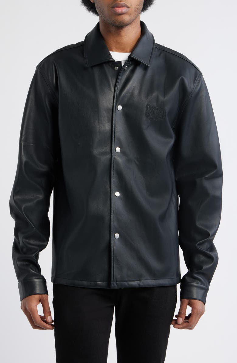 RtA Parlan Faux Leather Shacket, Alternate, color, Black Pixelated