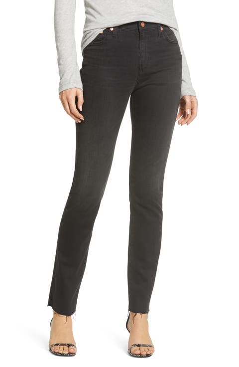 Mari High Waist Raw Hem Ankle Skinny Jeans