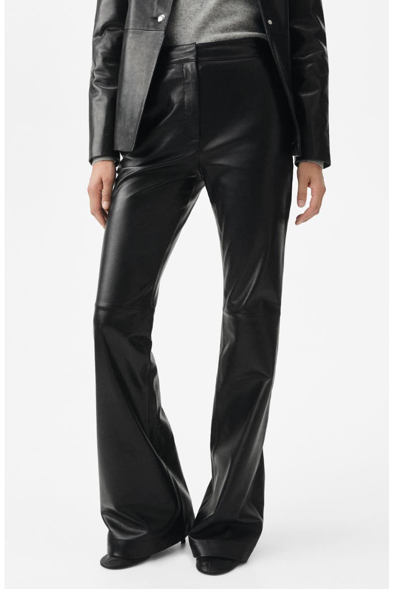 Selection Leather Flare Leg Pants, Main, color, BLACK