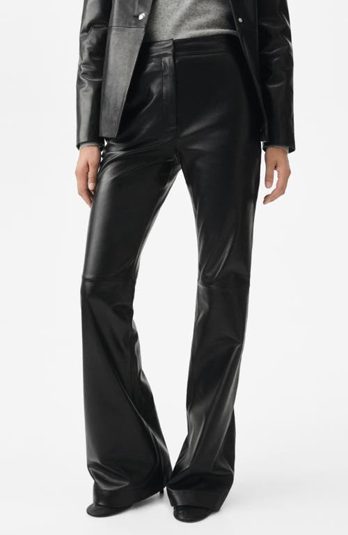 Mango Leather Flare Leg Pants In Black