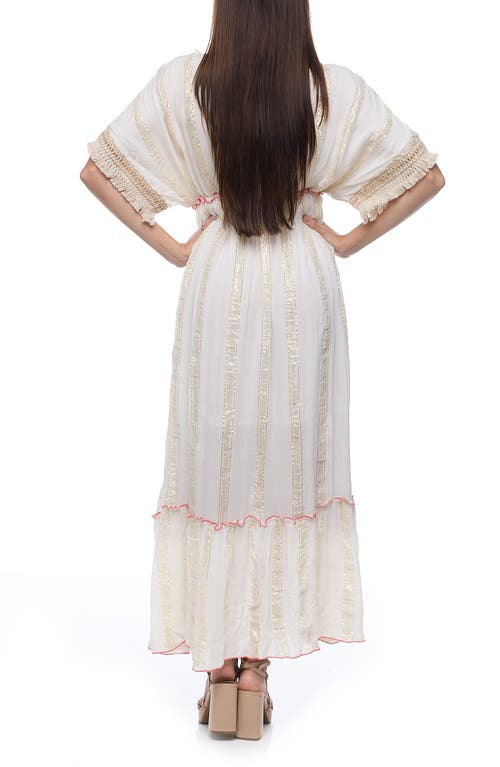 Ranee's Ranees Embellished Cotton Cover-up Maxi Dress In Natural