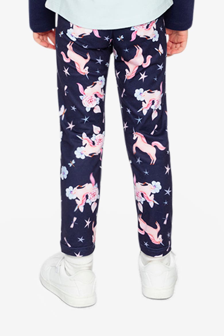 Soft Elastic Waistband Unicorn Leggings, Alternate, color, Navy Unicorn Print