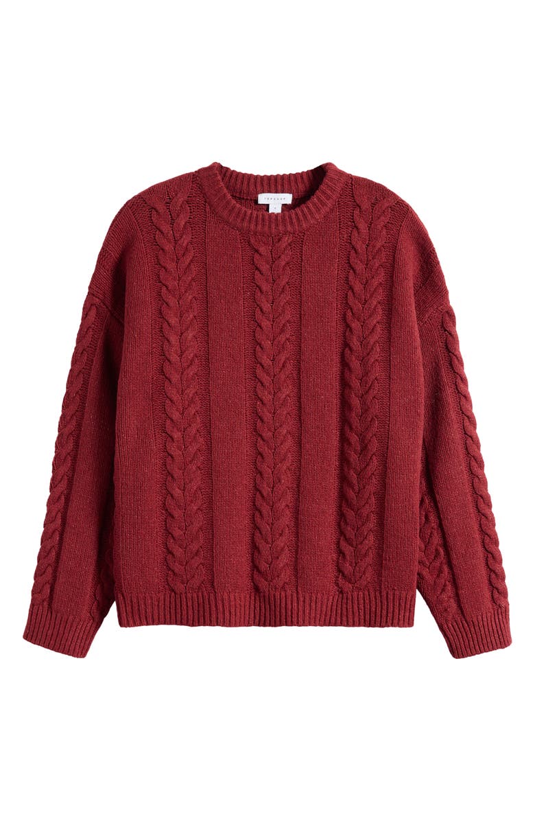 Topshop Oversize Cable Sweater, Alternate, color, Stone