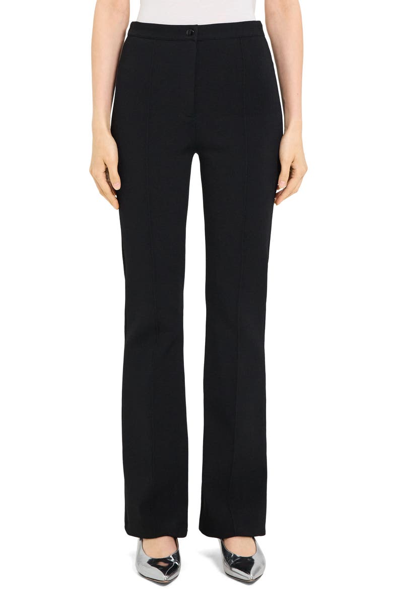 Theory Compact Crepe Flare Pants, Main, color, Black