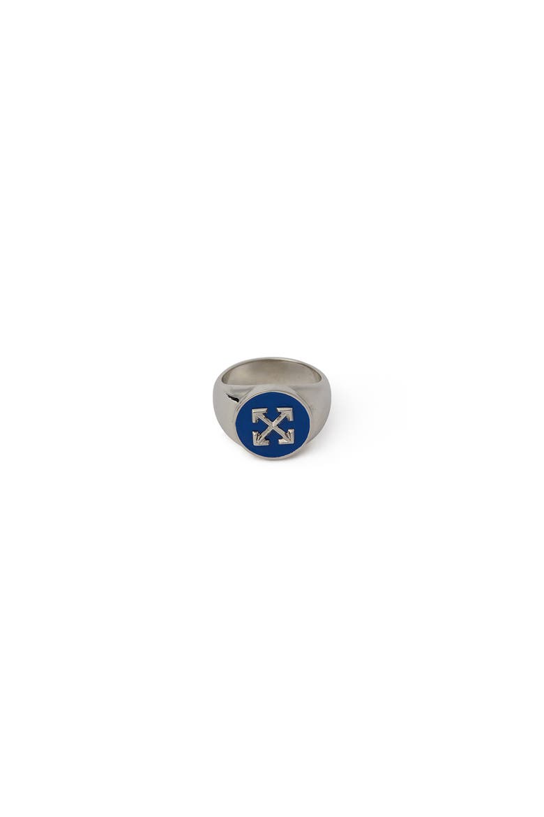Men's Blue Enamel Arrow Ring, Main, color, Silver