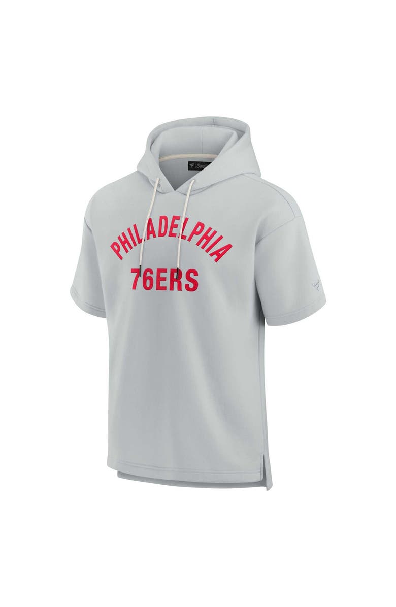 Fanatics Signature Unisex Fanatics Gray Philadelphia 76ers Elements Super Soft Fleece Short Sleeve Pullover Hoodie, Alternate, color, Gray