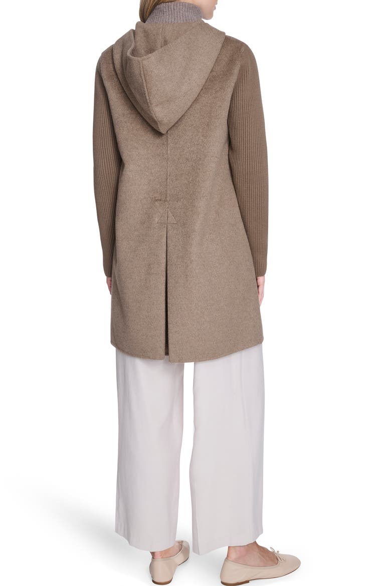 Double Face Wool Blend Hooded Coat, Alternate, color, NUTMEG