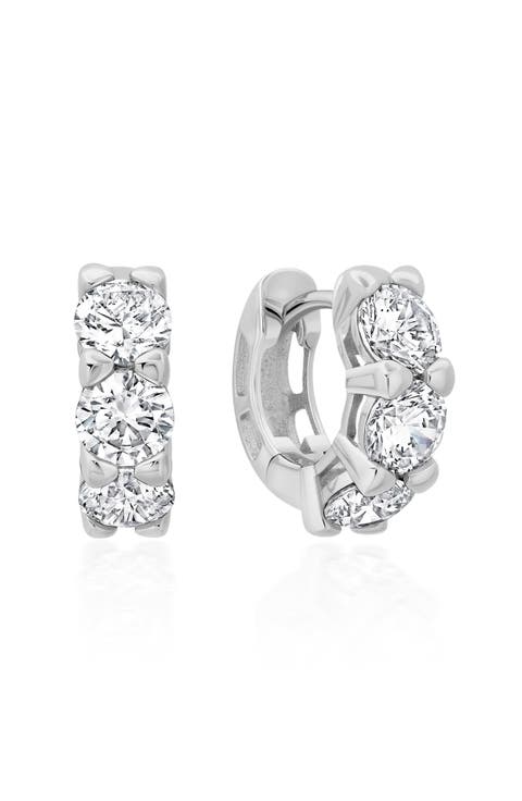 Brilliant Cubic Zirconia Huggie Hoop Earrings